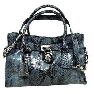 MICHAEL KORS~Hamilton~SPECIAL EDITION BLUE PYTHON LEATHER MEDIUM SATCHEL BAG